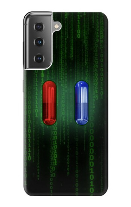 W3816 Red Pill Blue Pill Capsule Hard Case and Leather Flip Case For Samsung Galaxy S21 Plus 5G, Galaxy S21+ 5G