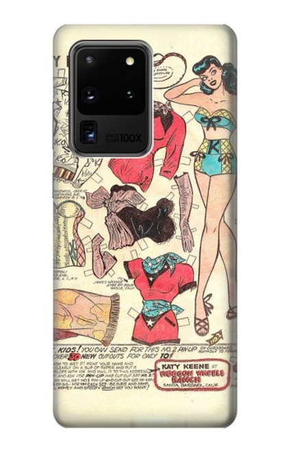 W3820 Vintage Cowgirl Fashion Paper Doll Hard Case and Leather Flip Case For Samsung Galaxy S20 Ultra