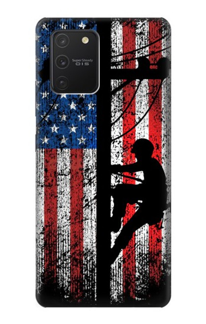 W3803 Electrician Lineman American Flag Hard Case and Leather Flip Case For Samsung Galaxy S10 Lite