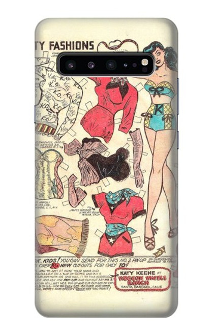 W3820 Vintage Cowgirl Fashion Paper Doll Hard Case and Leather Flip Case For Samsung Galaxy S10 5G