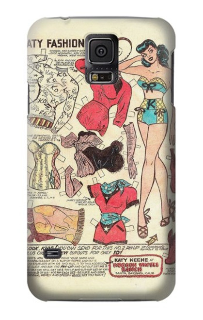 W3820 Vintage Cowgirl Fashion Paper Doll Hard Case and Leather Flip Case For Samsung Galaxy S5