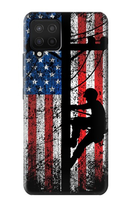 W3803 Electrician Lineman American Flag Hard Case and Leather Flip Case For Samsung Galaxy A12