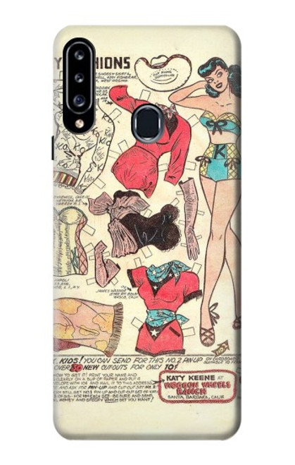W3820 Vintage Cowgirl Fashion Paper Doll Hard Case and Leather Flip Case For Samsung Galaxy A20s