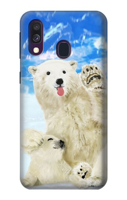 W3794 Arctic Polar Bear in Love with Seal Paint Hard Case and Leather Flip Case For Samsung Galaxy A40