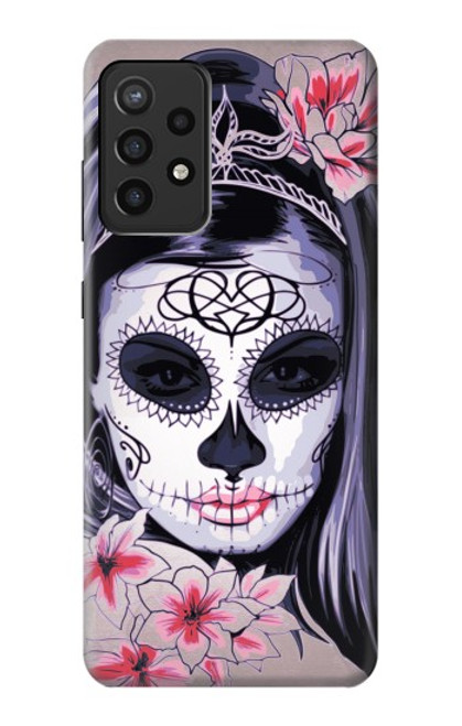 W3821 Sugar Skull Steam Punk Girl Gothic Hard Case and Leather Flip Case For Samsung Galaxy A72, Galaxy A72 5G