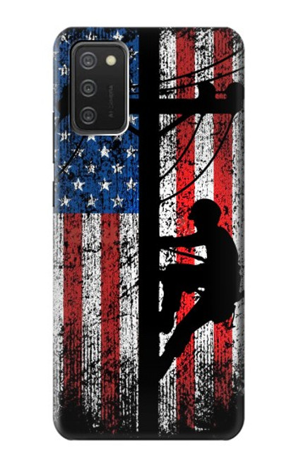 W3803 Electrician Lineman American Flag Hard Case and Leather Flip Case For Samsung Galaxy A03S