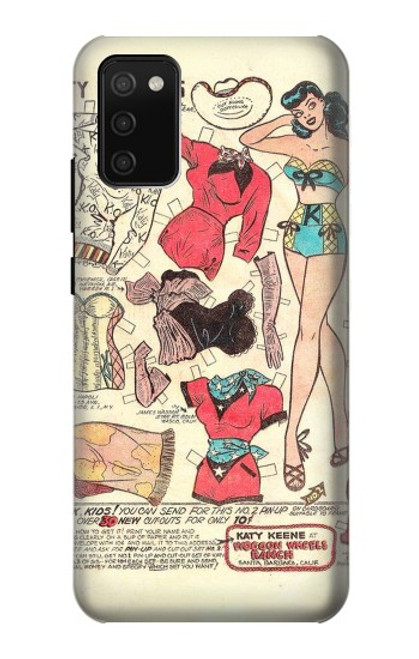 W3820 Vintage Cowgirl Fashion Paper Doll Hard Case and Leather Flip Case For Samsung Galaxy A02s, Galaxy M02s