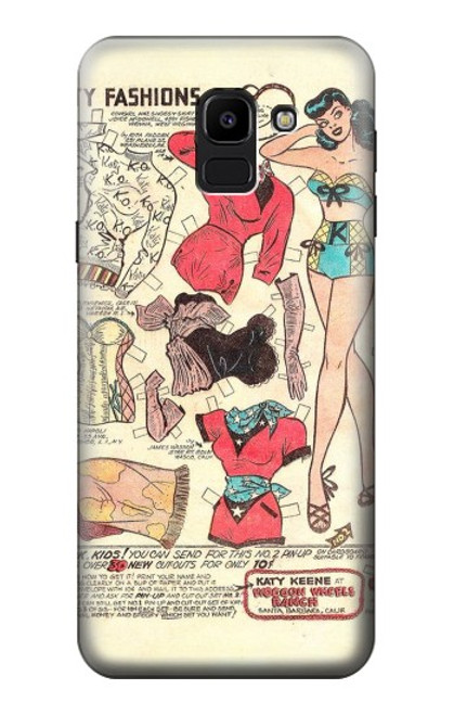 W3820 Vintage Cowgirl Fashion Paper Doll Hard Case and Leather Flip Case For Samsung Galaxy J6 (2018)