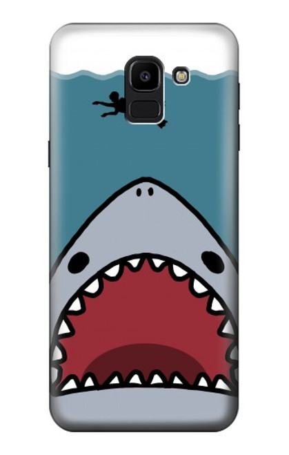 W3825 Cartoon Shark Sea Diving Hard Case and Leather Flip Case For Samsung Galaxy J6 (2018)