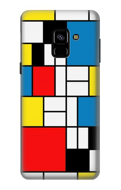 W3814 Piet Mondrian Line Art Composition Hard Case and Leather Flip Case For Samsung Galaxy A8 (2018)