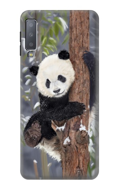 W3793 Cute Baby Panda Snow Painting Hard Case and Leather Flip Case For Samsung Galaxy A7 (2018)