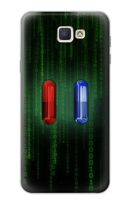 W3816 Red Pill Blue Pill Capsule Hard Case and Leather Flip Case For Samsung Galaxy J7 Prime (SM-G610F)