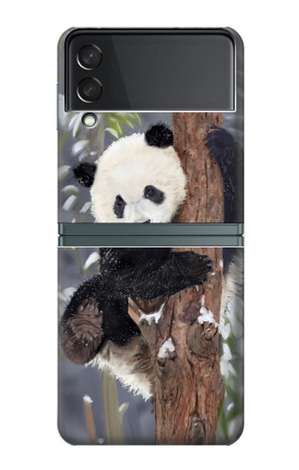 W3793 Cute Baby Panda Snow Painting Hard Case For Samsung Galaxy Z Flip 3 5G