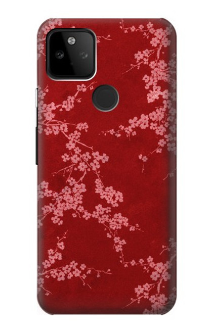 W3817 Red Floral Cherry blossom Pattern Hard Case and Leather Flip Case For Google Pixel 5A 5G