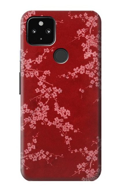 W3817 Red Floral Cherry blossom Pattern Hard Case and Leather Flip Case For Google Pixel 4a 5G