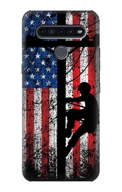 W3803 Electrician Lineman American Flag Hard Case and Leather Flip Case For LG K41S