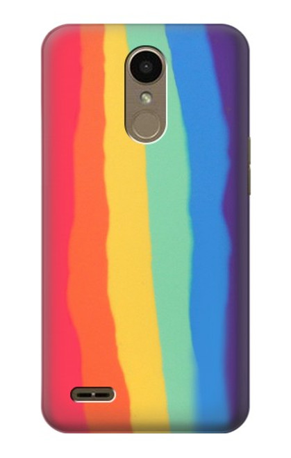 W3799 Cute Vertical Watercolor Rainbow Hard Case and Leather Flip Case For LG K10 (2018), LG K30