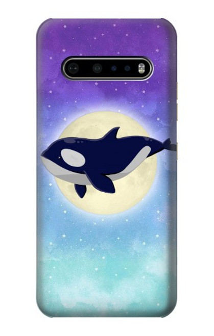 W3807 Killer Whale Orca Moon Pastel Fantasy Hard Case and Leather Flip Case For LG V60 ThinQ 5G