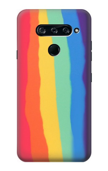 W3799 Cute Vertical Watercolor Rainbow Hard Case and Leather Flip Case For LG V40, LG V40 ThinQ