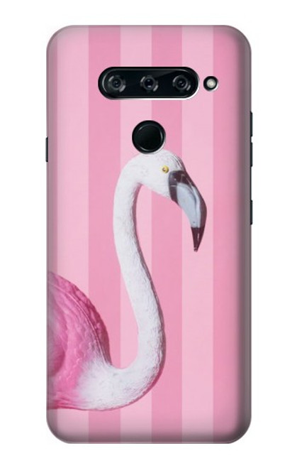 W3805 Flamingo Pink Pastel Hard Case and Leather Flip Case For LG V40, LG V40 ThinQ