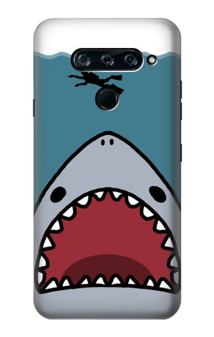 W3825 Cartoon Shark Sea Diving Hard Case and Leather Flip Case For LG V40, LG V40 ThinQ