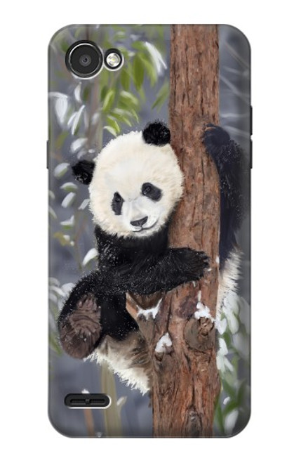 W3793 Cute Baby Panda Snow Painting Hard Case and Leather Flip Case For LG Q6