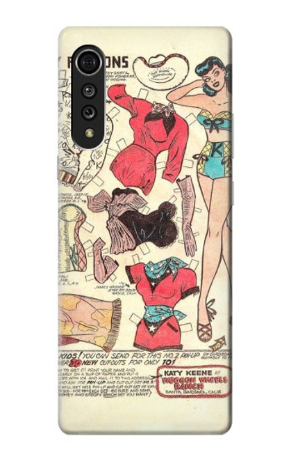 W3820 Vintage Cowgirl Fashion Paper Doll Hard Case and Leather Flip Case For LG Velvet