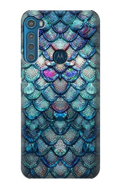 W3809 Mermaid Fish Scale Hard Case and Leather Flip Case For Motorola One Fusion+