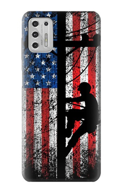 W3803 Electrician Lineman American Flag Hard Case and Leather Flip Case For Motorola Moto G Stylus (2021)