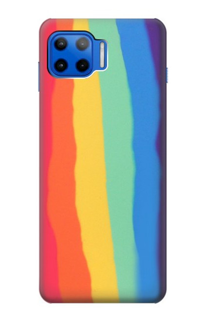 W3799 Cute Vertical Watercolor Rainbow Hard Case and Leather Flip Case For Motorola Moto G 5G Plus