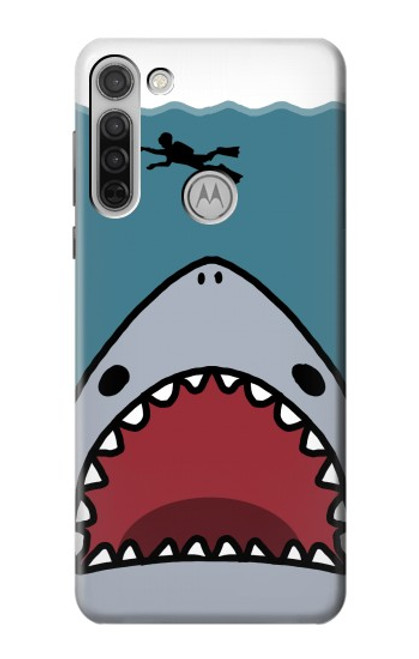 W3825 Cartoon Shark Sea Diving Hard Case and Leather Flip Case For Motorola Moto G8