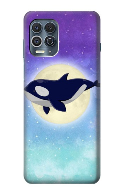 W3807 Killer Whale Orca Moon Pastel Fantasy Hard Case and Leather Flip Case For Motorola Edge S