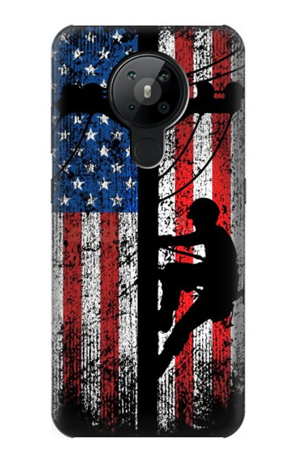 W3803 Electrician Lineman American Flag Hard Case and Leather Flip Case For Nokia 5.3