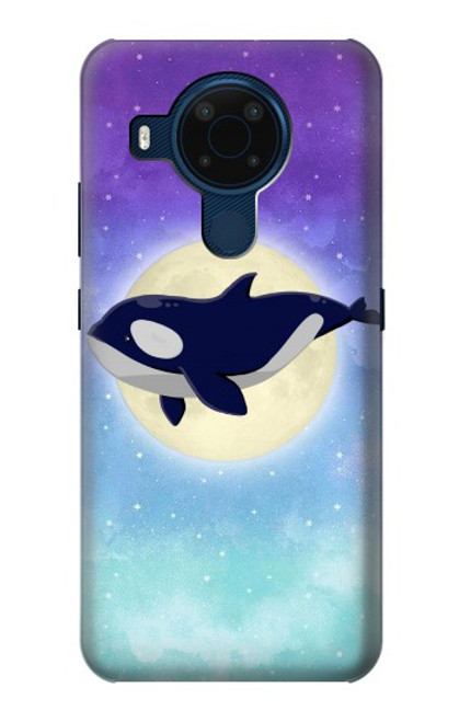 W3807 Killer Whale Orca Moon Pastel Fantasy Hard Case and Leather Flip Case For Nokia 5.4