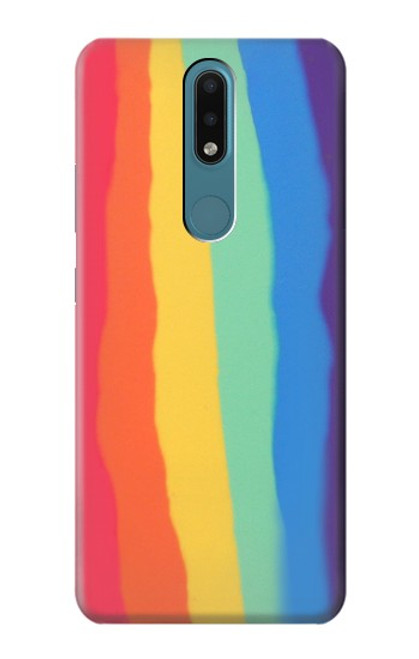 W3799 Cute Vertical Watercolor Rainbow Hard Case and Leather Flip Case For Nokia 2.4
