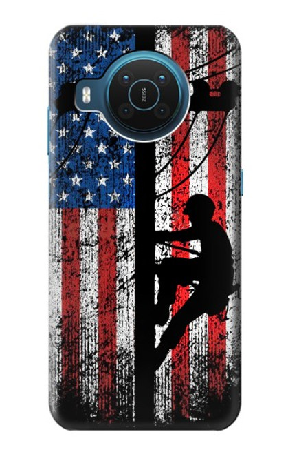 W3803 Electrician Lineman American Flag Hard Case and Leather Flip Case For Nokia X20