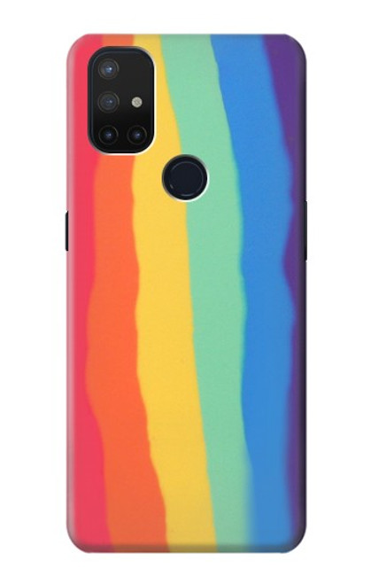 W3799 Cute Vertical Watercolor Rainbow Hard Case and Leather Flip Case For OnePlus Nord N10 5G