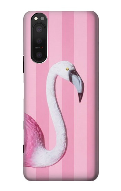 W3805 Flamingo Pink Pastel Hard Case and Leather Flip Case For Sony Xperia 5 II