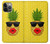 W2443 Funny Pineapple Sunglasses Kiss Hard Case and Leather Flip Case For iPhone 13 Pro