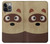 W2825 Cute Cartoon Raccoon Hard Case and Leather Flip Case For iPhone 13 Pro