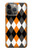 W3421 Black Orange White Argyle Plaid Hard Case and Leather Flip Case For iPhone 13 Pro