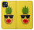 W2443 Funny Pineapple Sunglasses Kiss Hard Case and Leather Flip Case For iPhone 13 mini