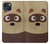 W2825 Cute Cartoon Raccoon Hard Case and Leather Flip Case For iPhone 13 mini