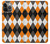 W3421 Black Orange White Argyle Plaid Hard Case and Leather Flip Case For iPhone 13 Pro Max