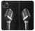W1672 Retro Microphone Jazz Music Hard Case and Leather Flip Case For iPhone 13