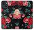 W3112 Rose Floral Pattern Black Hard Case and Leather Flip Case For iPhone 13