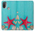 W3428 Aqua Wood Starfish Shell Hard Case and Leather Flip Case For Motorola Moto E20,E30,E40