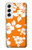 W2245 Hawaiian Hibiscus Orange Pattern Hard Case and Leather Flip Case For Samsung Galaxy S22