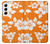 W2245 Hawaiian Hibiscus Orange Pattern Hard Case and Leather Flip Case For Samsung Galaxy S22