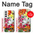 W3205 Retro Art Flowers Hard Case and Leather Flip Case For Samsung Galaxy S22